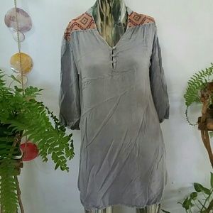 Boho Tunic Dress with Pattern Embroidery
